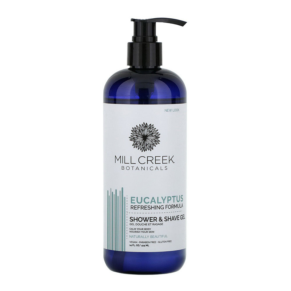 Mill Creek Botanicals Eucalyptus Shower and Shave Gel, Nourish Skin, 14 Oz